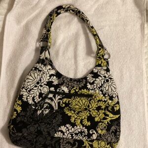 Vera Bradley Black and Lime Floral Shoulder Bag